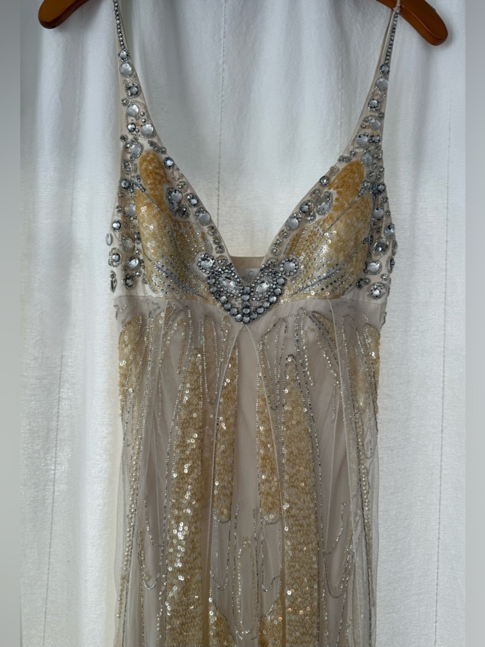 Jenny Packham Papillon Champagne /Silver Beaded Vintage Inspired Wedding Dress - Picture 3 of 11